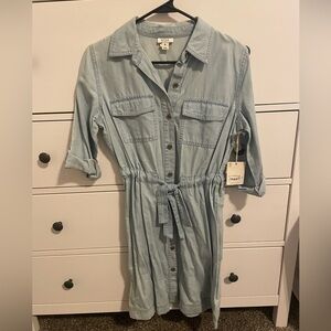 a.n.a. Light Blue Denim Shirt Dress
